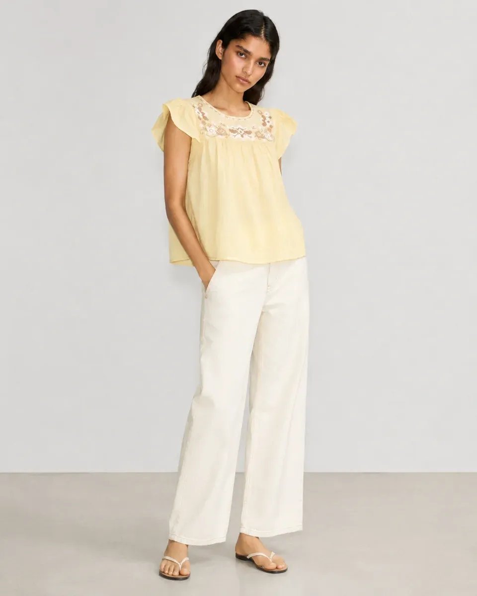 Blusa Bordada Amarilla Manga Corta Estilo Mexicano para Mujer - Image 6