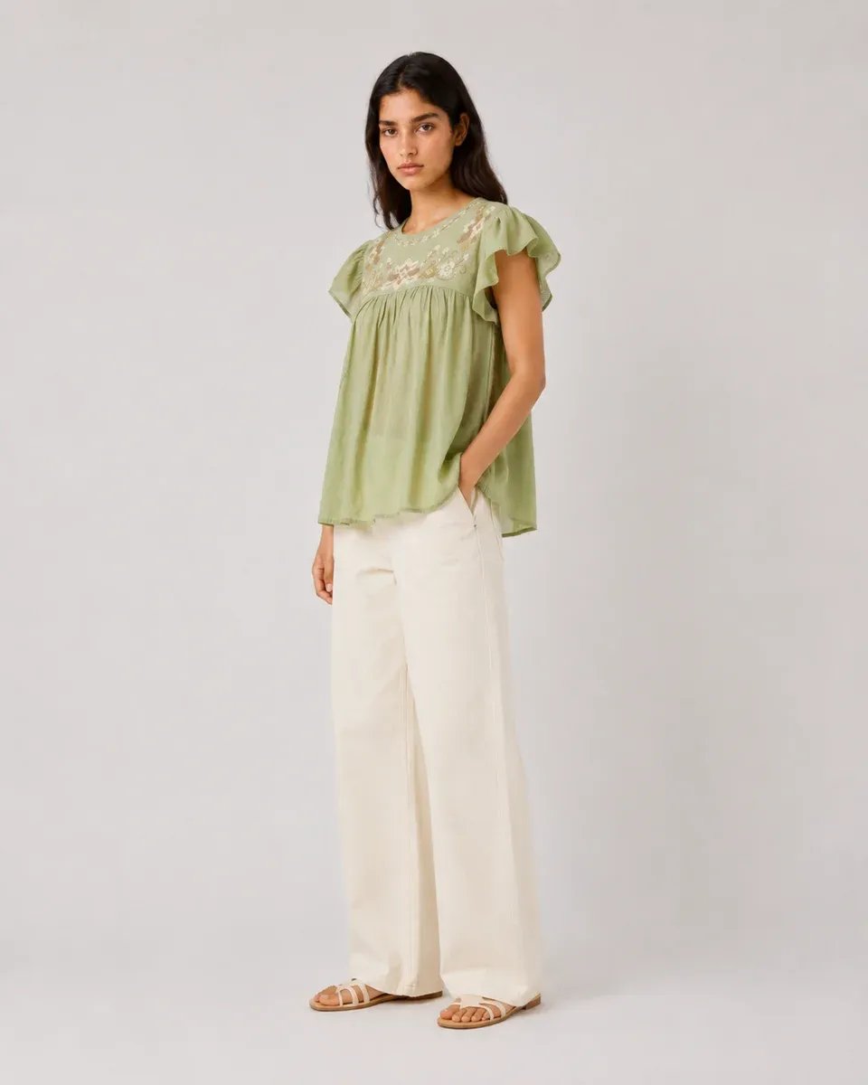 Blusa Bordada Amarilla Manga Corta Estilo Mexicano para Mujer - Image 12
