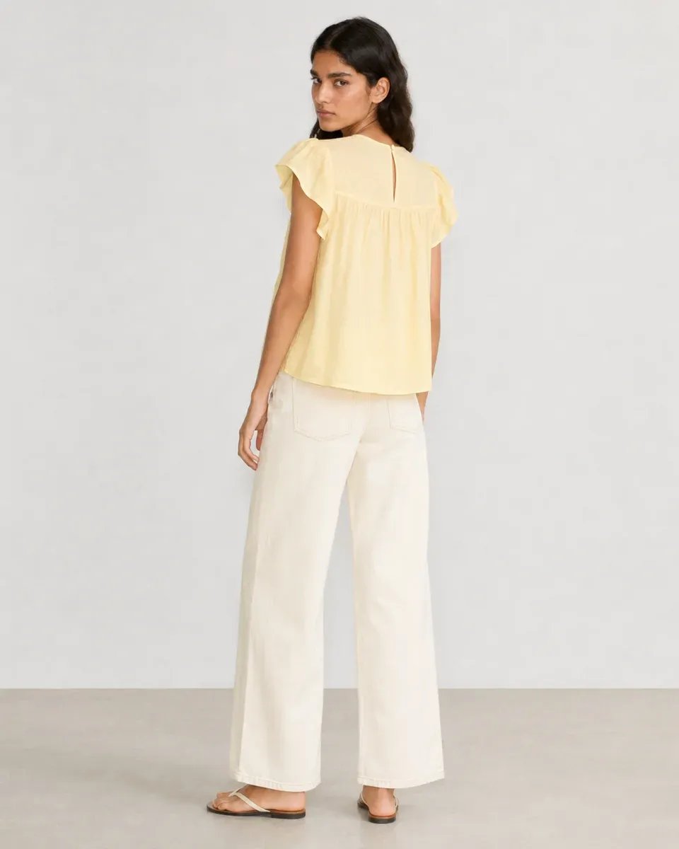 Blusa Bordada Amarilla Manga Corta Estilo Mexicano para Mujer - Image 4
