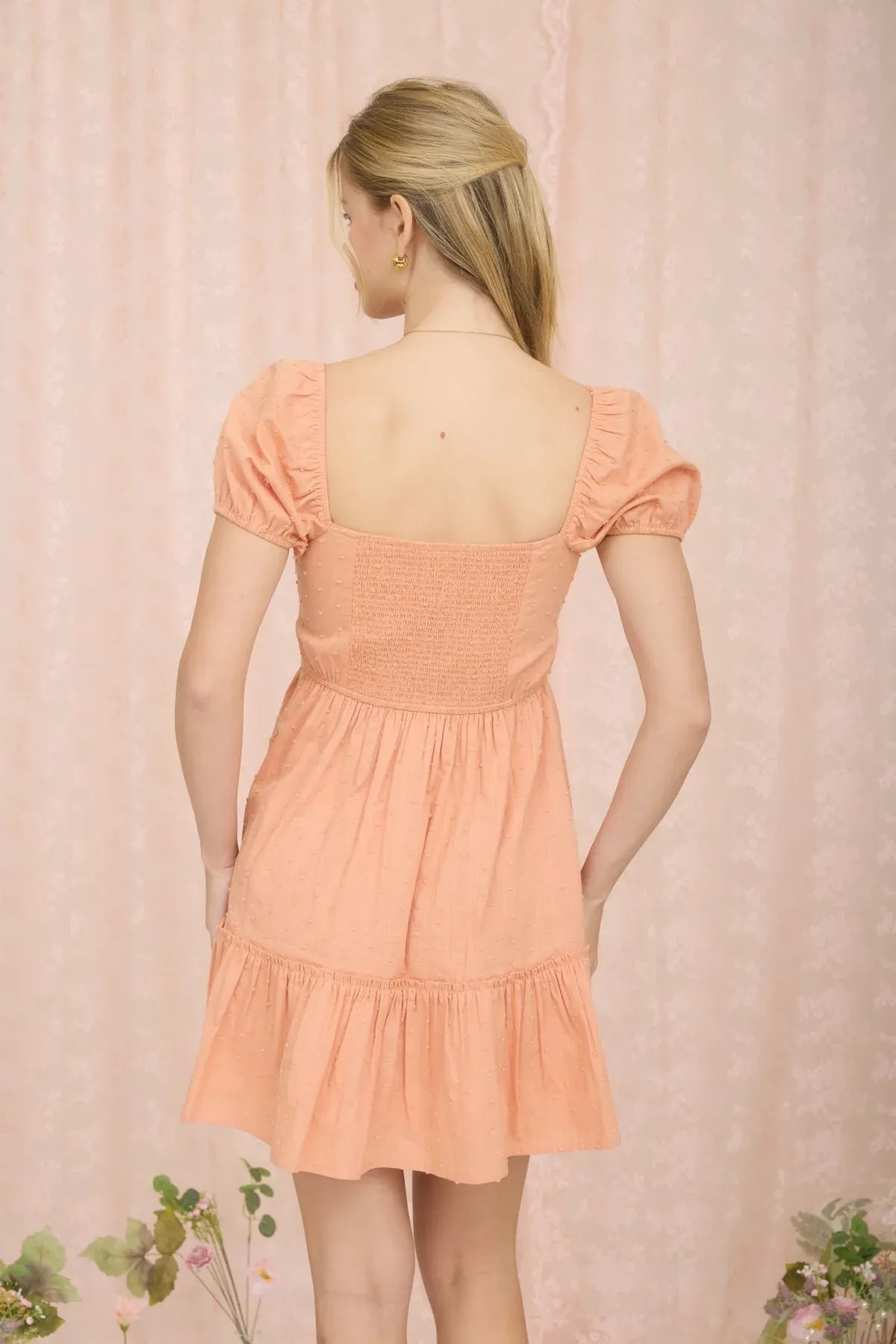 Vestido Blanco Corto Con Mangas Abullonadas Y Escote Corazon Para Mujer - Image 13