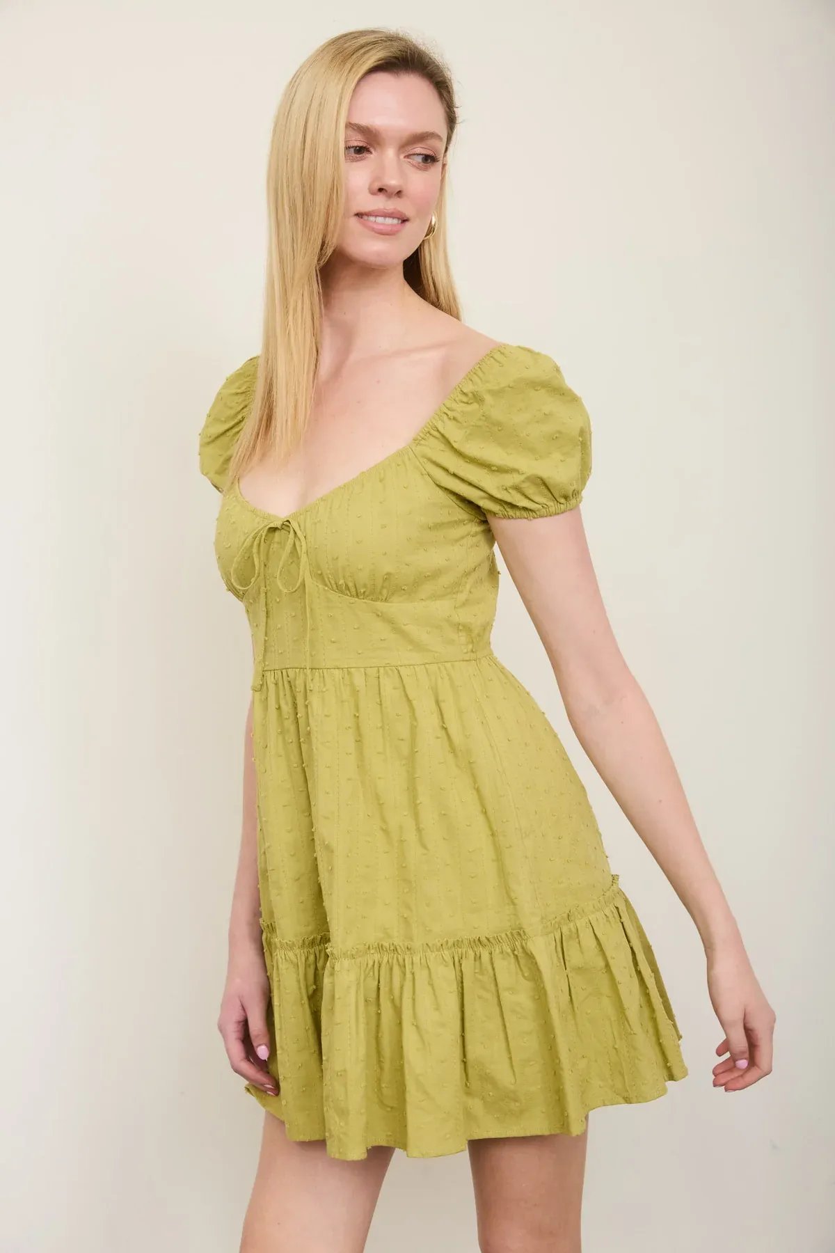 Vestido Blanco Corto Con Mangas Abullonadas Y Escote Corazon Para Mujer - Image 16