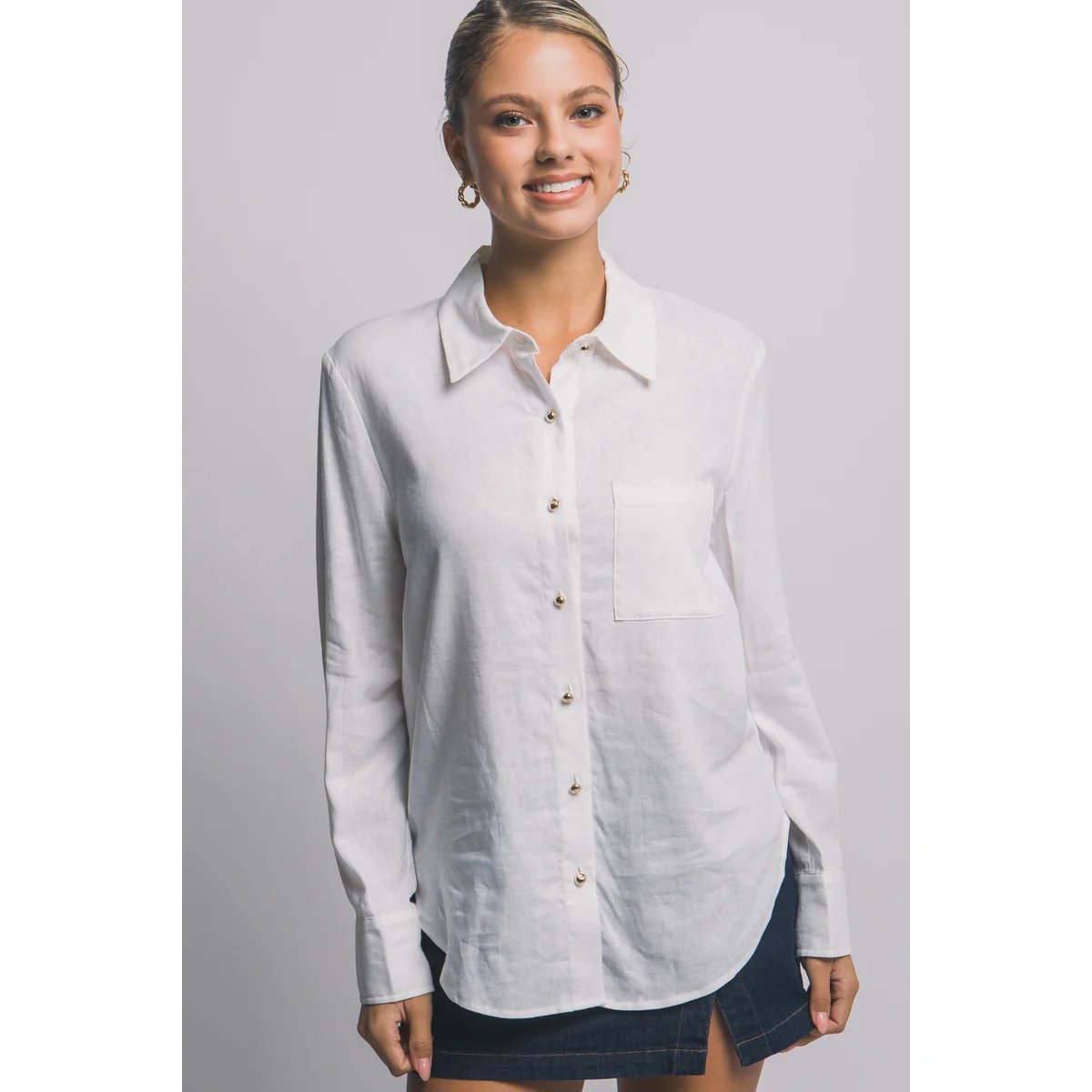 Camisa Lino Azul Cielo Oversize Manga Larga para Mujer - Image 13