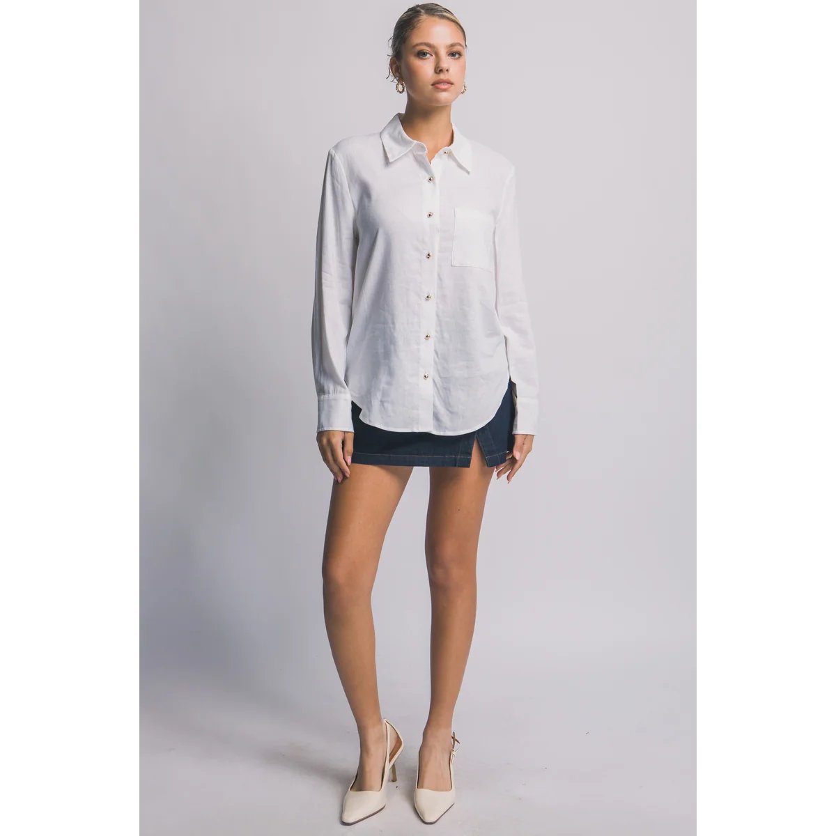 Camisa Lino Azul Cielo Oversize Manga Larga para Mujer - Image 16