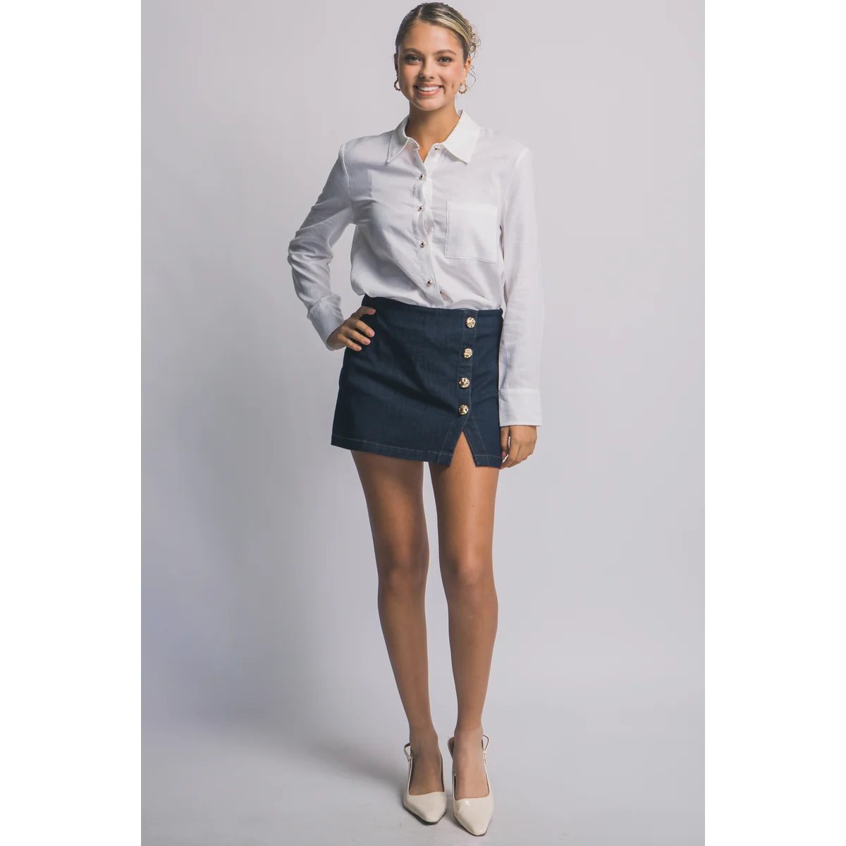 Camisa Lino Azul Cielo Oversize Manga Larga para Mujer - Image 17