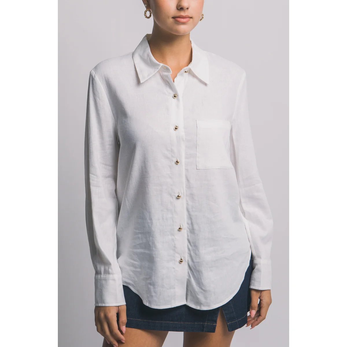 Camisa Lino Azul Cielo Oversize Manga Larga para Mujer - Image 23