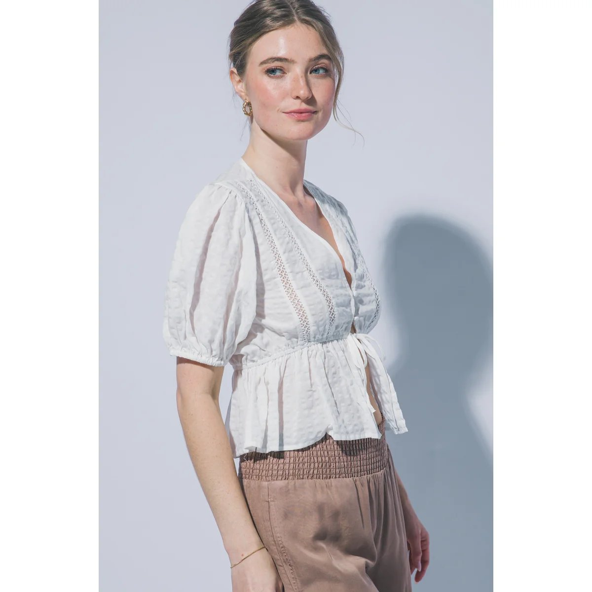 Blusa Bohemia Amarilla Con Bordados Y Lazos Para Mujer - Image 4
