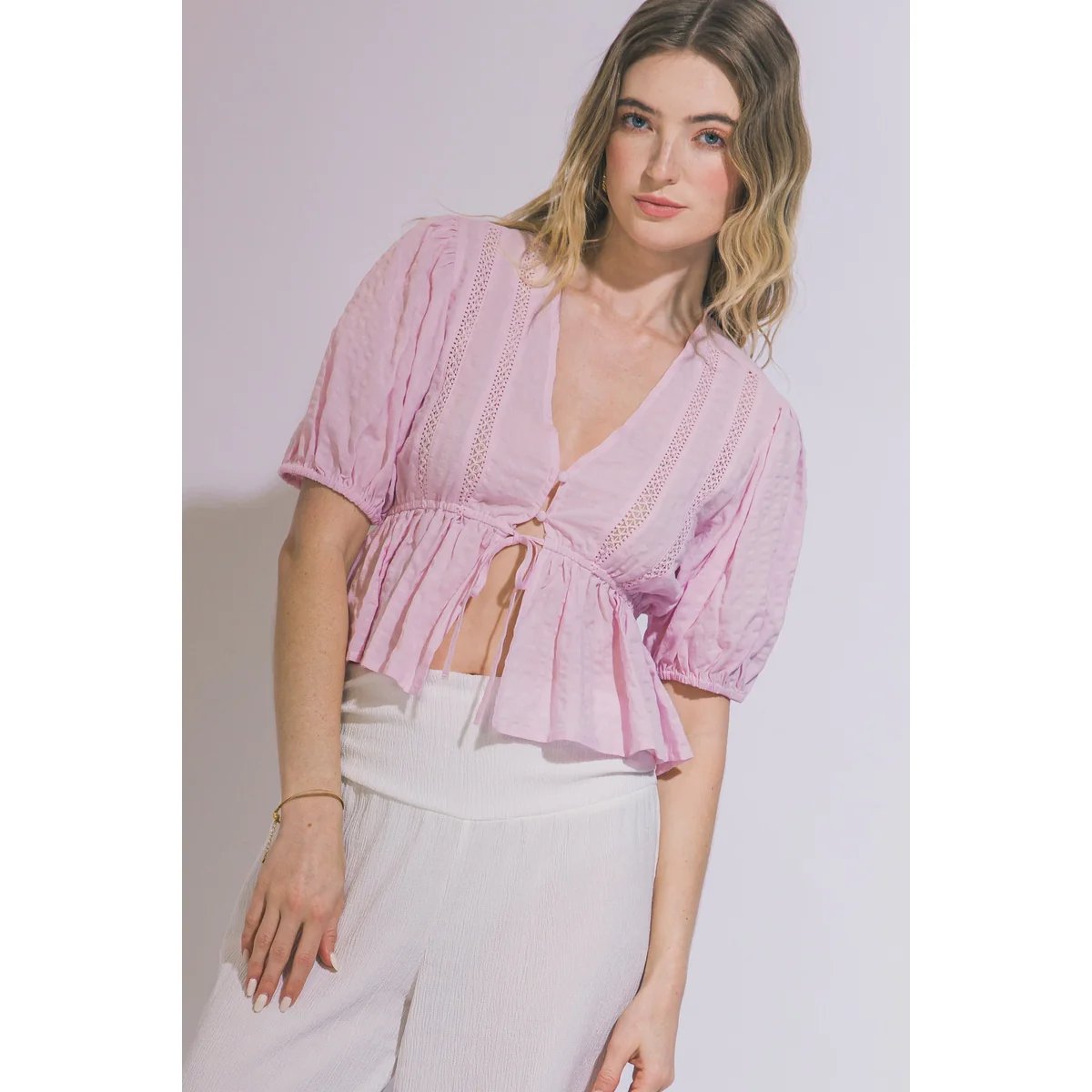 Blusa Bohemia Amarilla Con Bordados Y Lazos Para Mujer - Image 10
