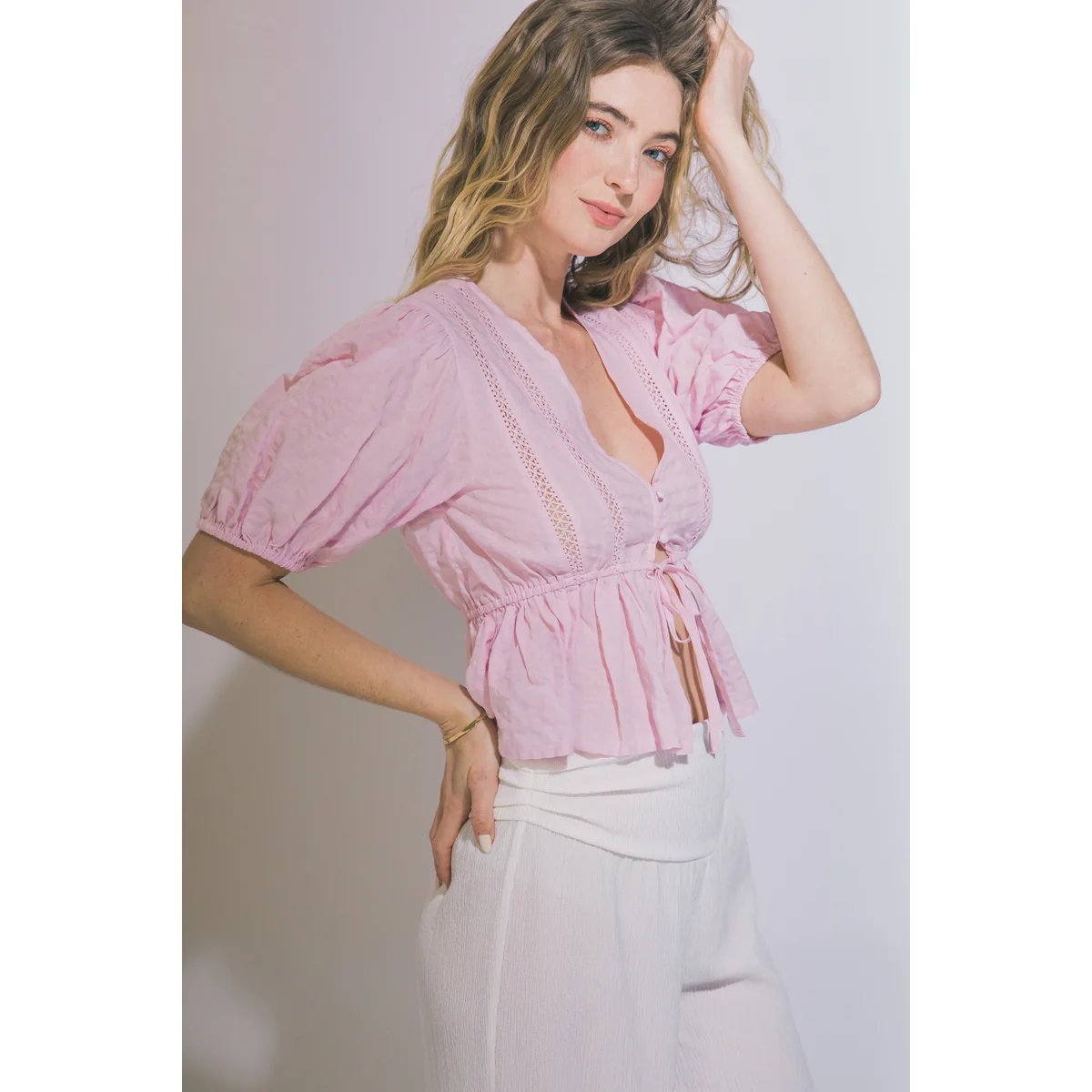 Blusa Bohemia Amarilla Con Bordados Y Lazos Para Mujer - Image 11