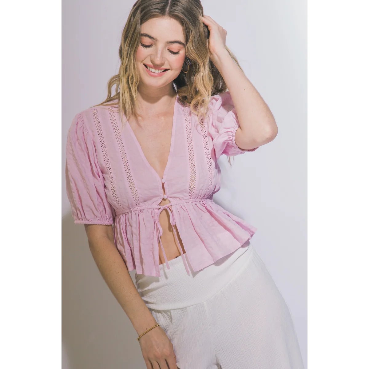 Blusa Bohemia Amarilla Con Bordados Y Lazos Para Mujer - Image 14