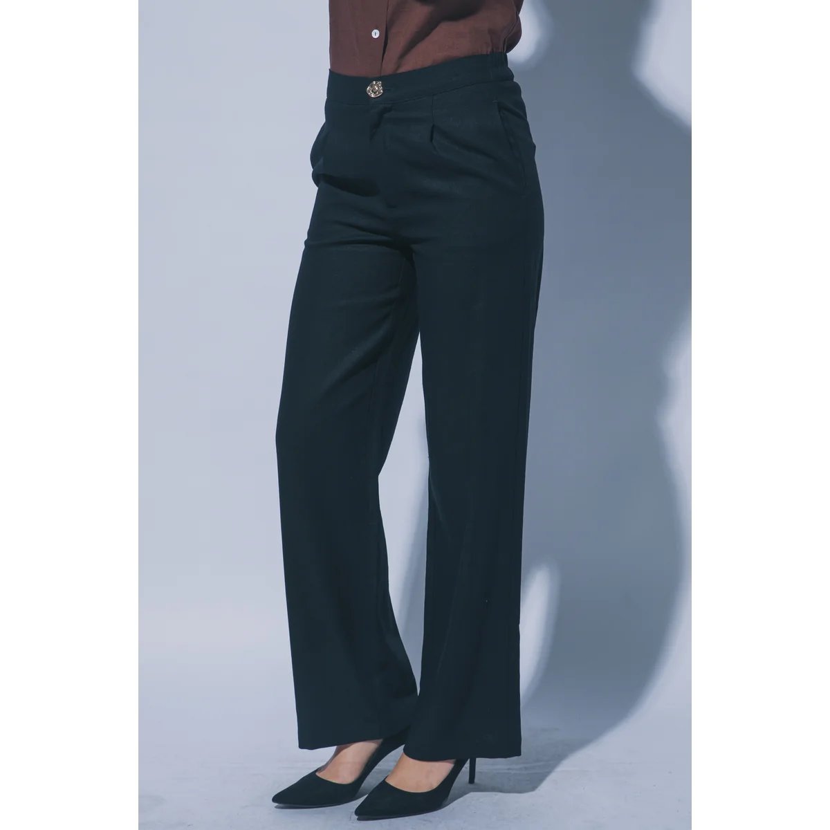 Pantalon Verde Esmeralda con Bolsillos Elastizado para Mujer - Image 3