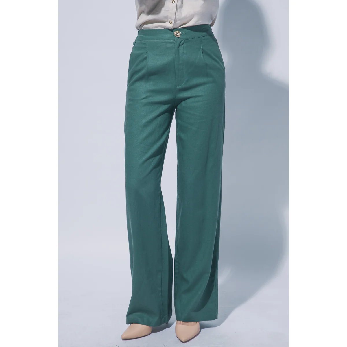 Pantalon Verde Esmeralda con Bolsillos Elastizado para Mujer - Image 37