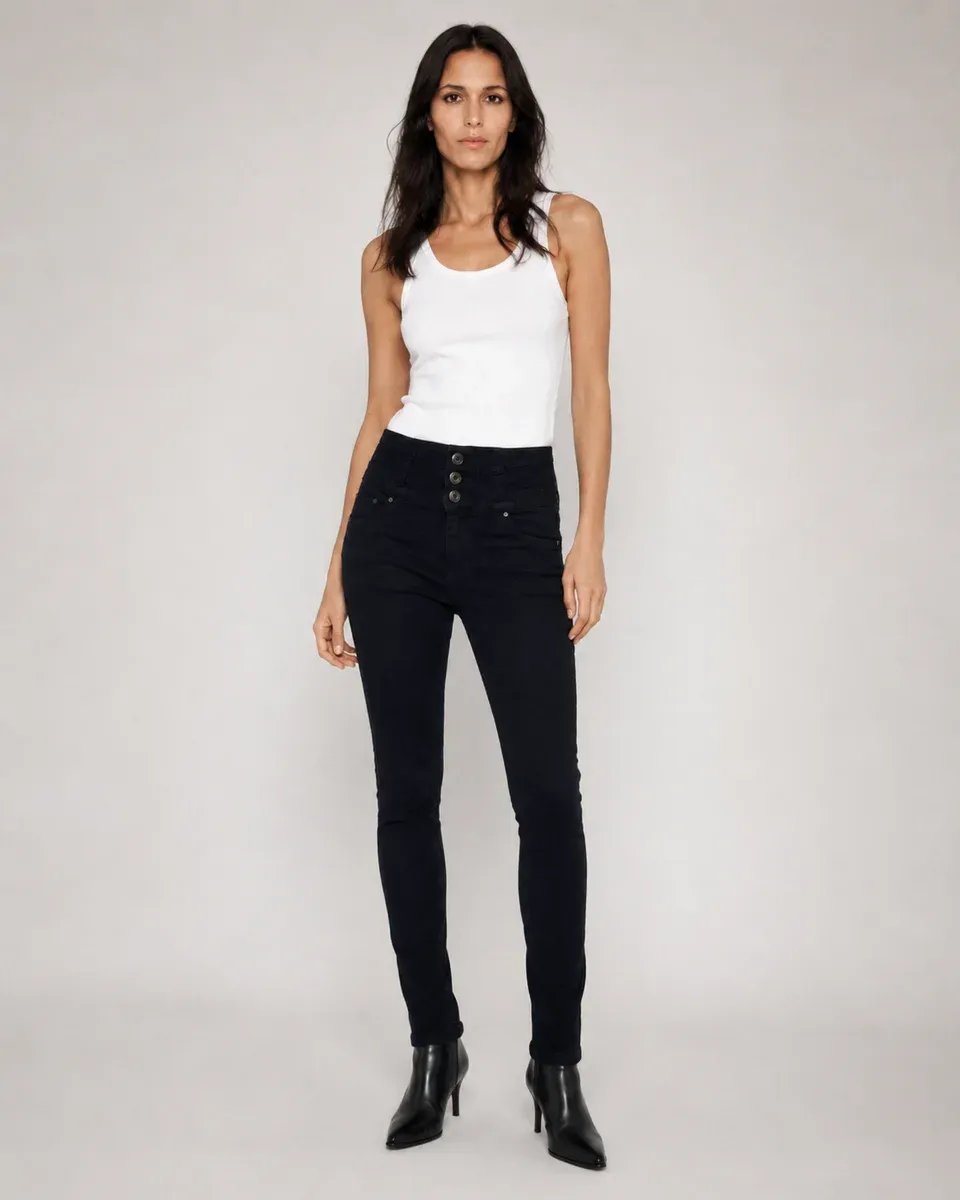 Jeans Colombiano Fit Tiro Alto Negro Para Mujer - Image 4