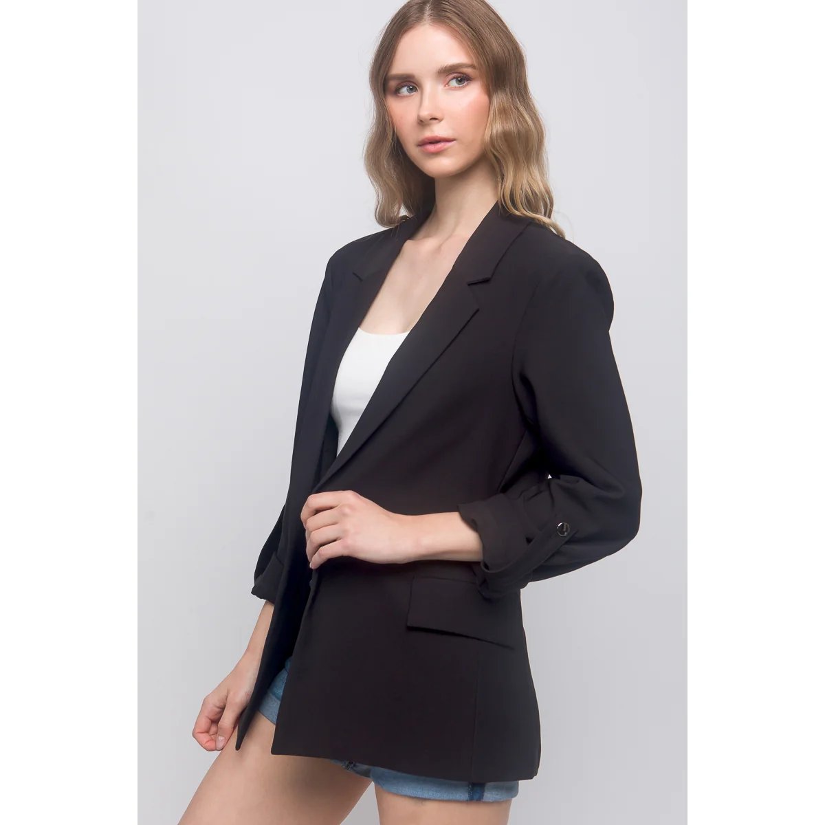 Blazer Rosa Pastel Oversize Elegante para Mujer Estilo Minimalista - Image 4