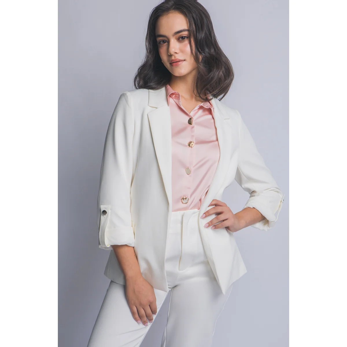 Blazer Rosa Pastel Oversize Elegante para Mujer Estilo Minimalista - Image 10