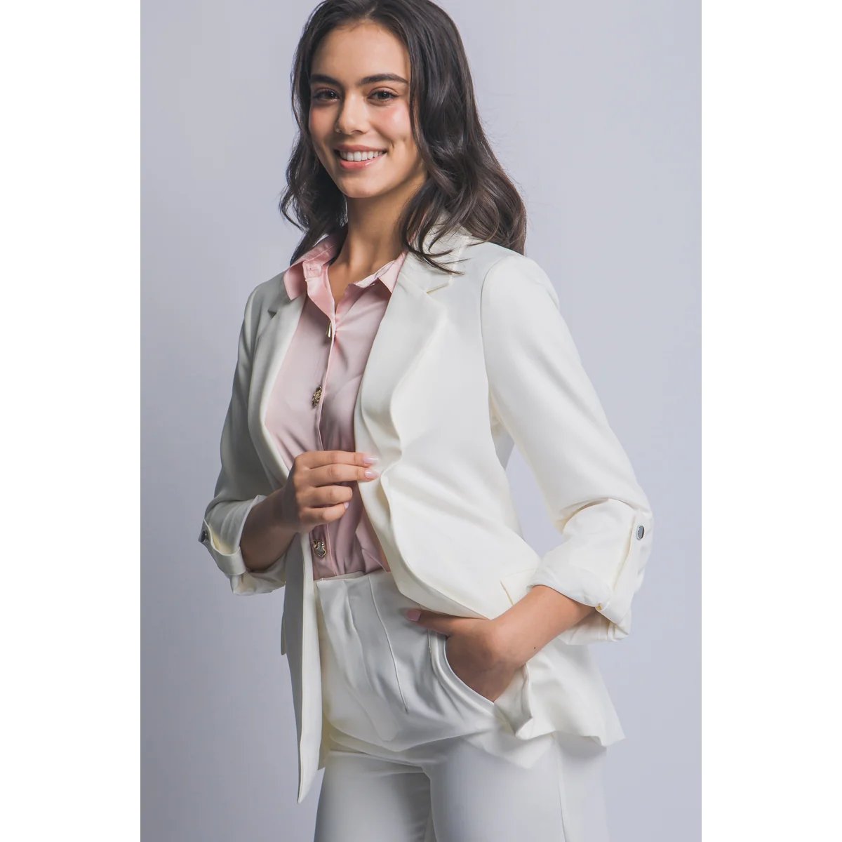 Blazer Rosa Pastel Oversize Elegante para Mujer Estilo Minimalista - Image 11