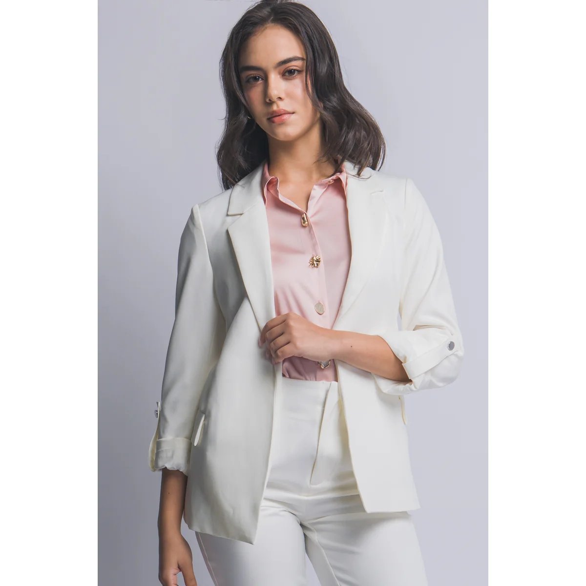 Blazer Rosa Pastel Oversize Elegante para Mujer Estilo Minimalista - Image 14
