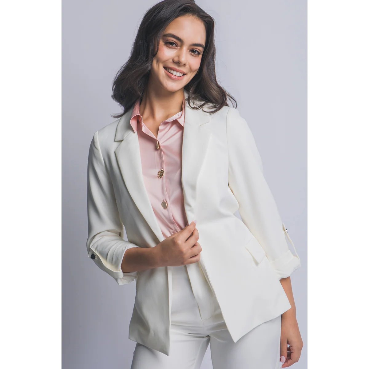 Blazer Rosa Pastel Oversize Elegante para Mujer Estilo Minimalista - Image 15