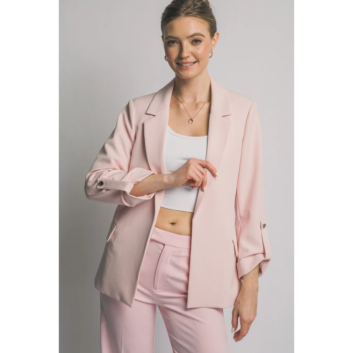 Blazer Rosa Pastel Oversize Elegante para Mujer Estilo Minimalista - Image 26