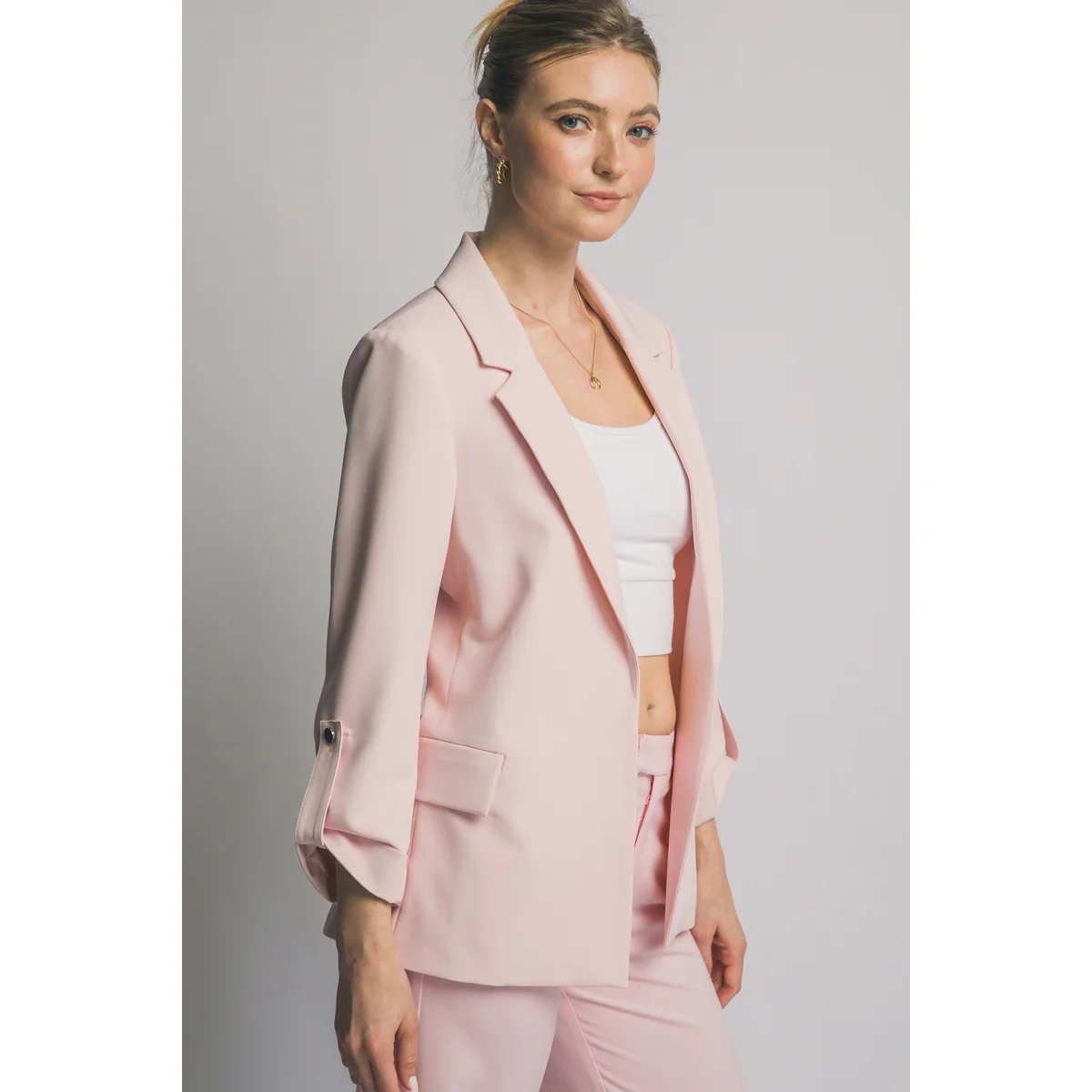 Blazer Rosa Pastel Oversize Elegante para Mujer Estilo Minimalista - Image 27
