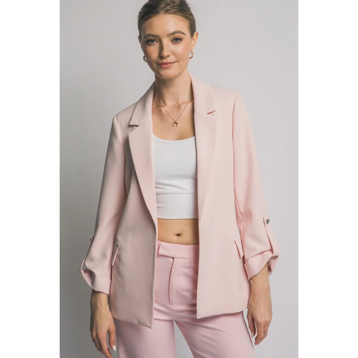 Blazer Rosa Pastel Oversize Elegante para Mujer Estilo Minimalista - Image 30