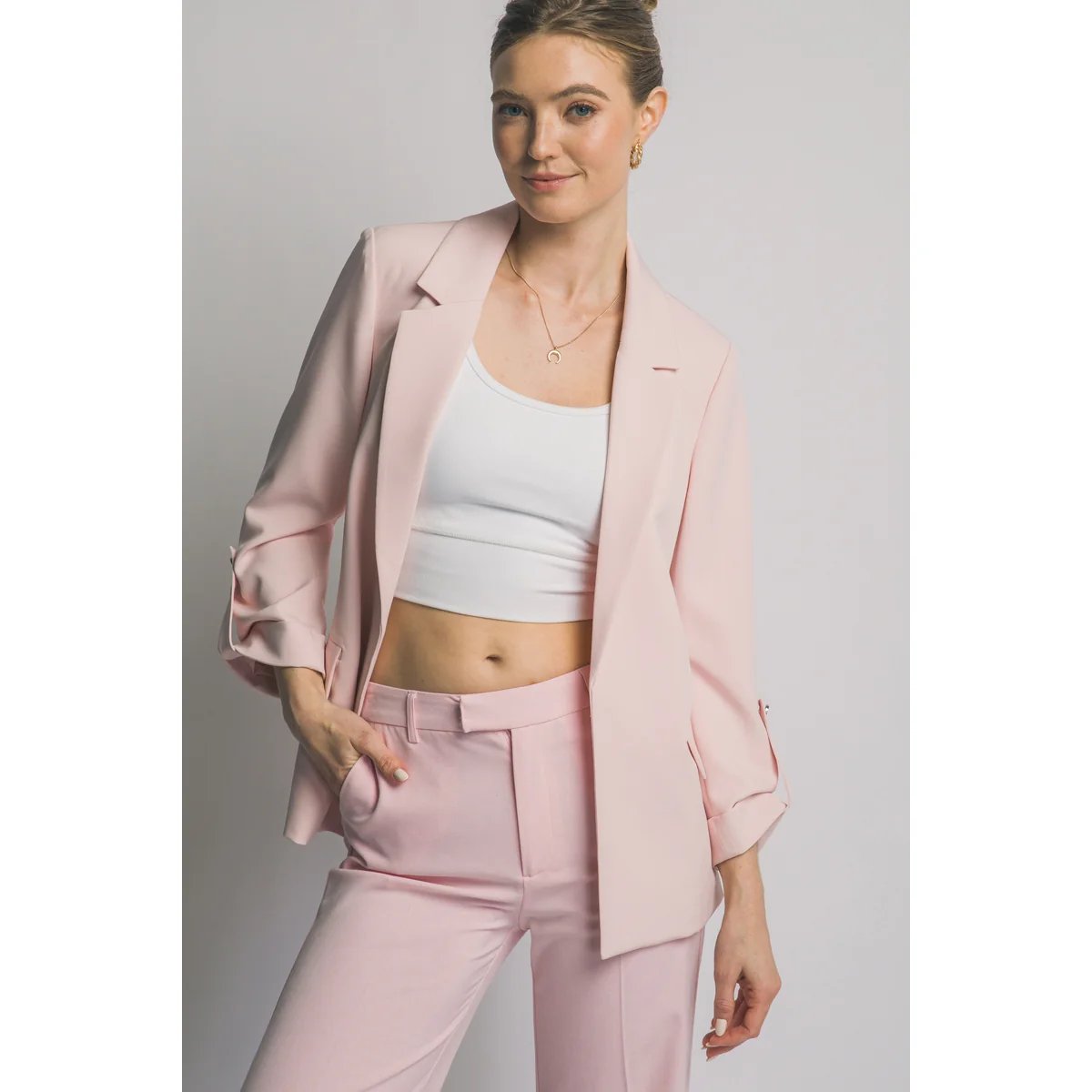 Blazer Rosa Pastel Oversize Elegante para Mujer Estilo Minimalista - Image 31