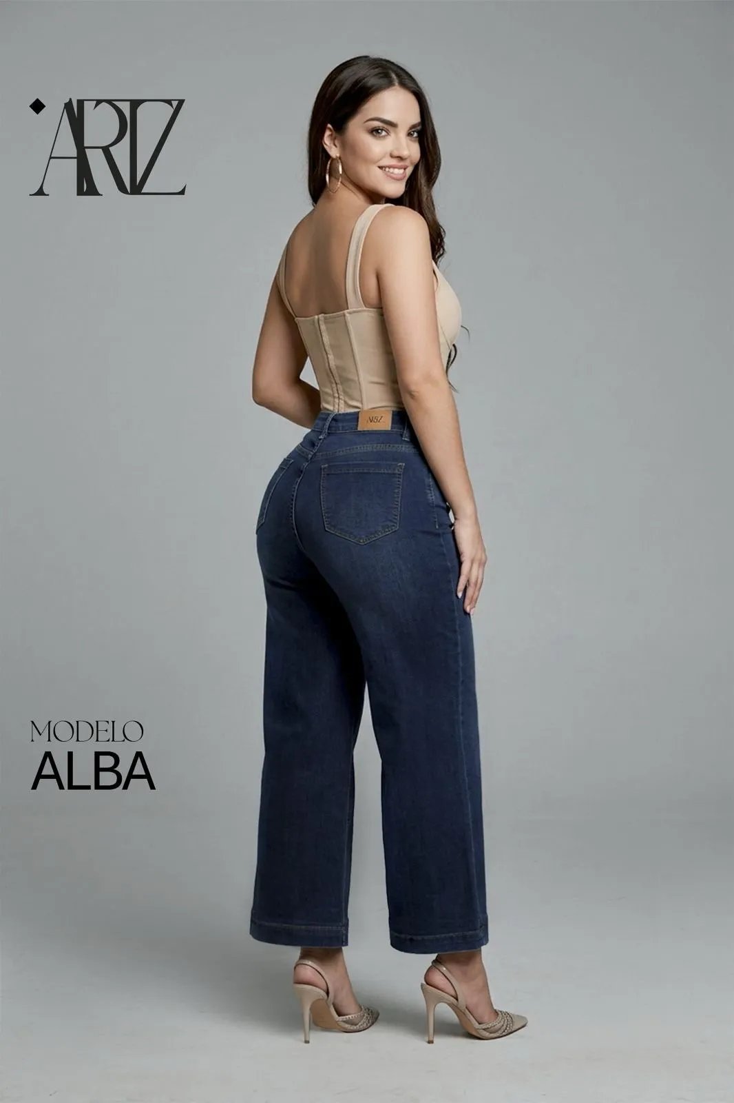 Pantalon Wide Leg de Mezclilla Azul Oscuro para Mujer - Image 2