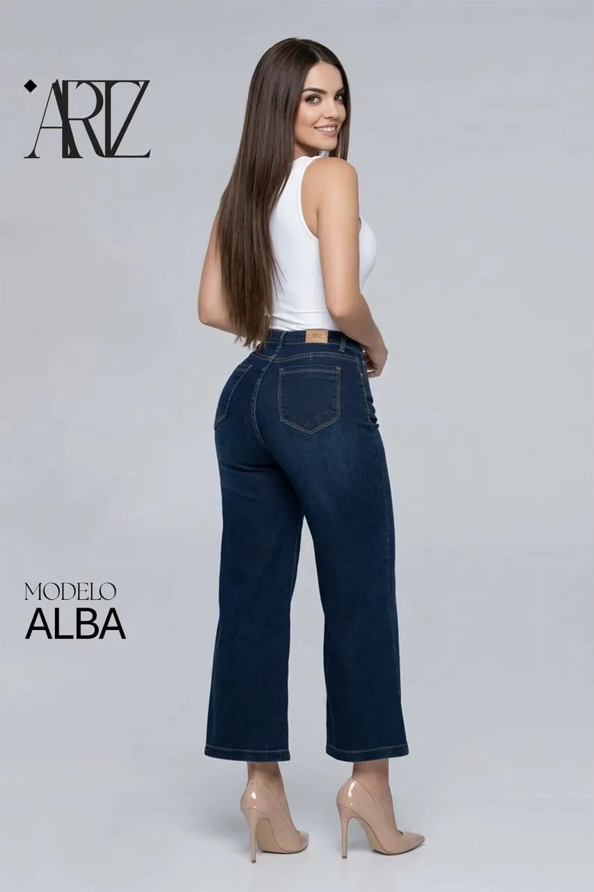 Pantalon Wide Leg de Mezclilla Azul Oscuro para Mujer - Image 5