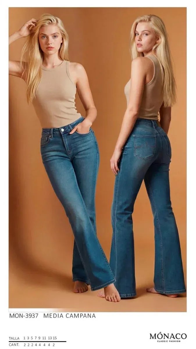 Pantalon Acampanado de Mezclilla Azul Vintage para Mujer - Image 2