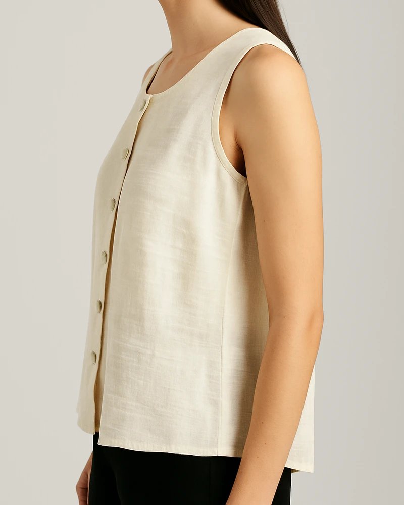 Blusa Crop Sin Mangas con Botones Frontales Estilo Casual para Mujer - Image 9