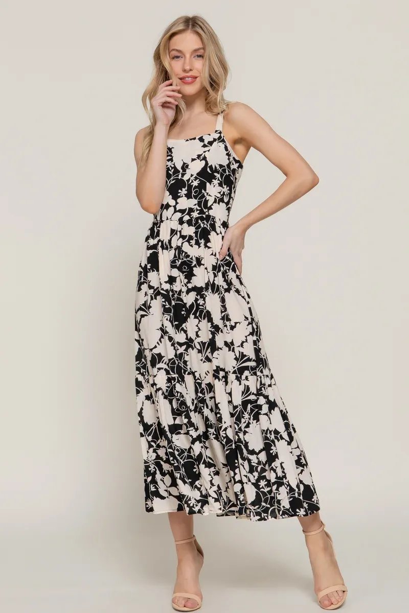 Vestido Midi Floral Rojo y Blanco con Tirantes para Mujer - Image 9