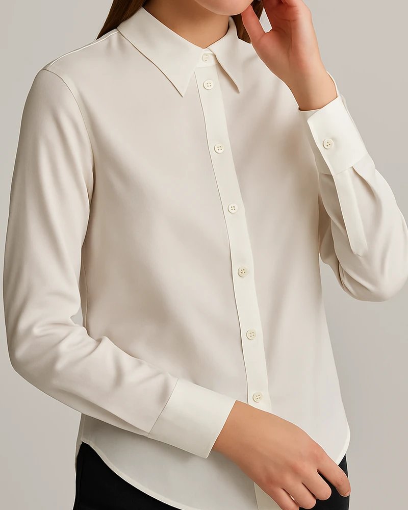 Camisa Blanca Clásica de Manga Larga Slim Fit para Mujer - Image 2
