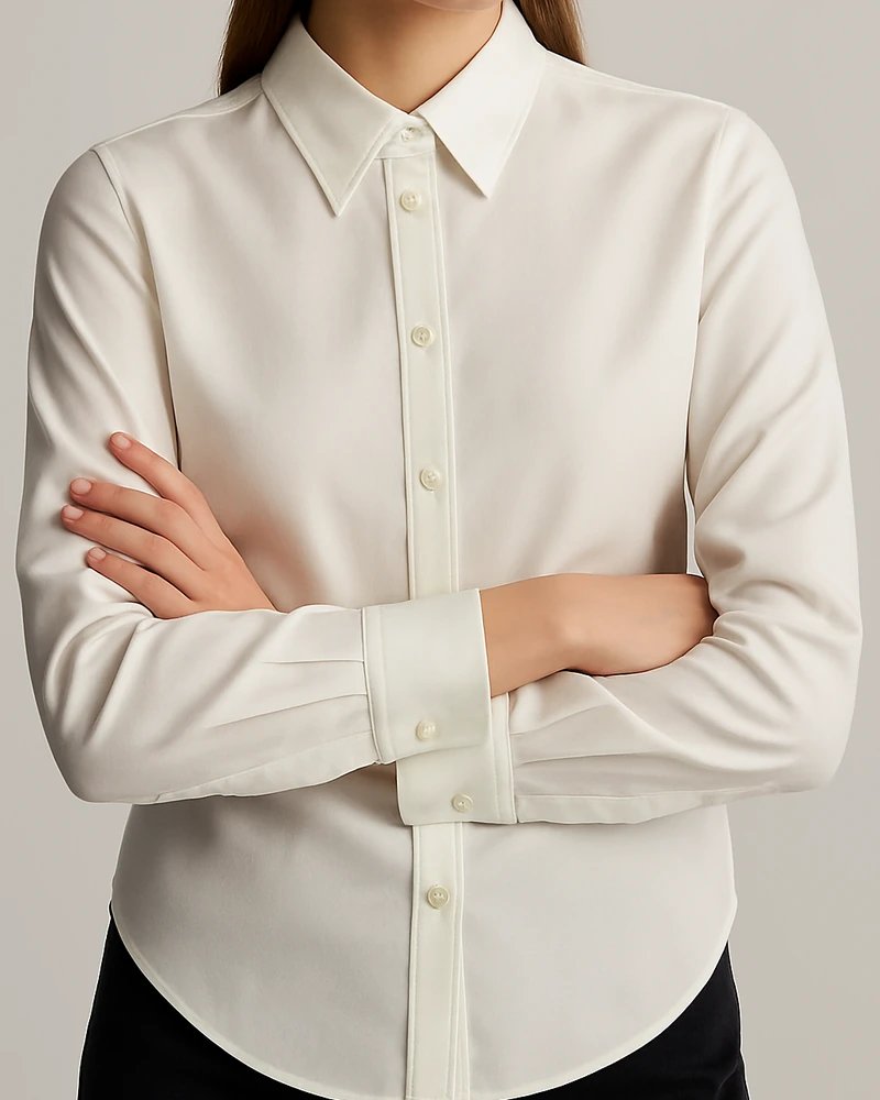 Camisa Blanca Clásica de Manga Larga Slim Fit para Mujer - Image 4