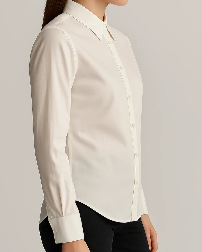 Camisa Blanca Clásica de Manga Larga Slim Fit para Mujer - Image 5