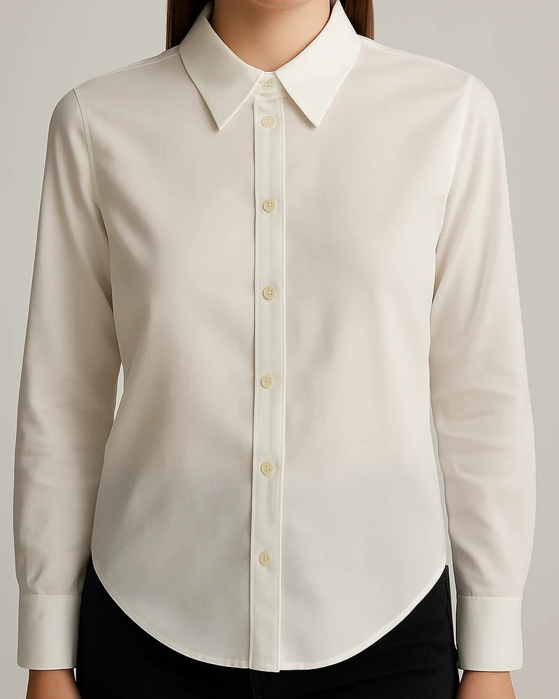 Camisa Blanca Clásica de Manga Larga Slim Fit para Mujer - Image 6