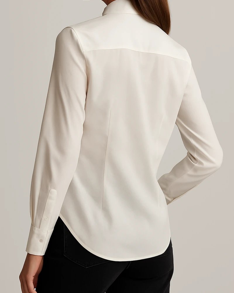 Camisa Blanca Clásica de Manga Larga Slim Fit para Mujer - Image 7