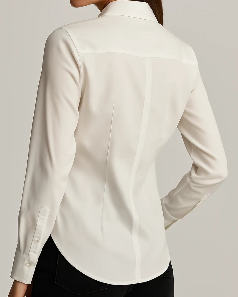 Camisa Blanca Clásica de Manga Larga Slim Fit para Mujer - Image 8