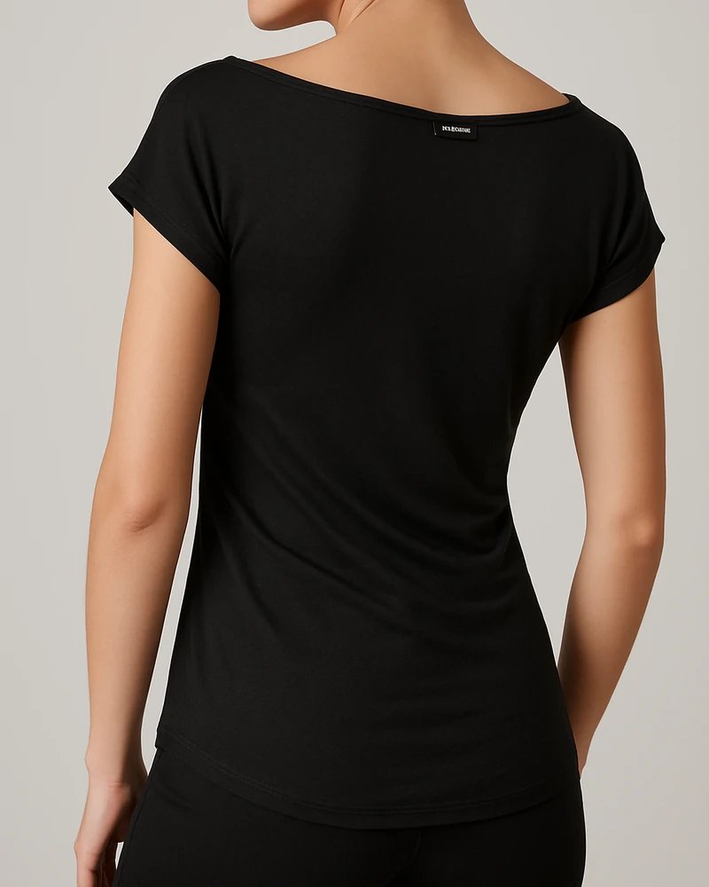 Blusa Drapeada Escote Barco con Fruncidos Laterales para Mujer - Image 6