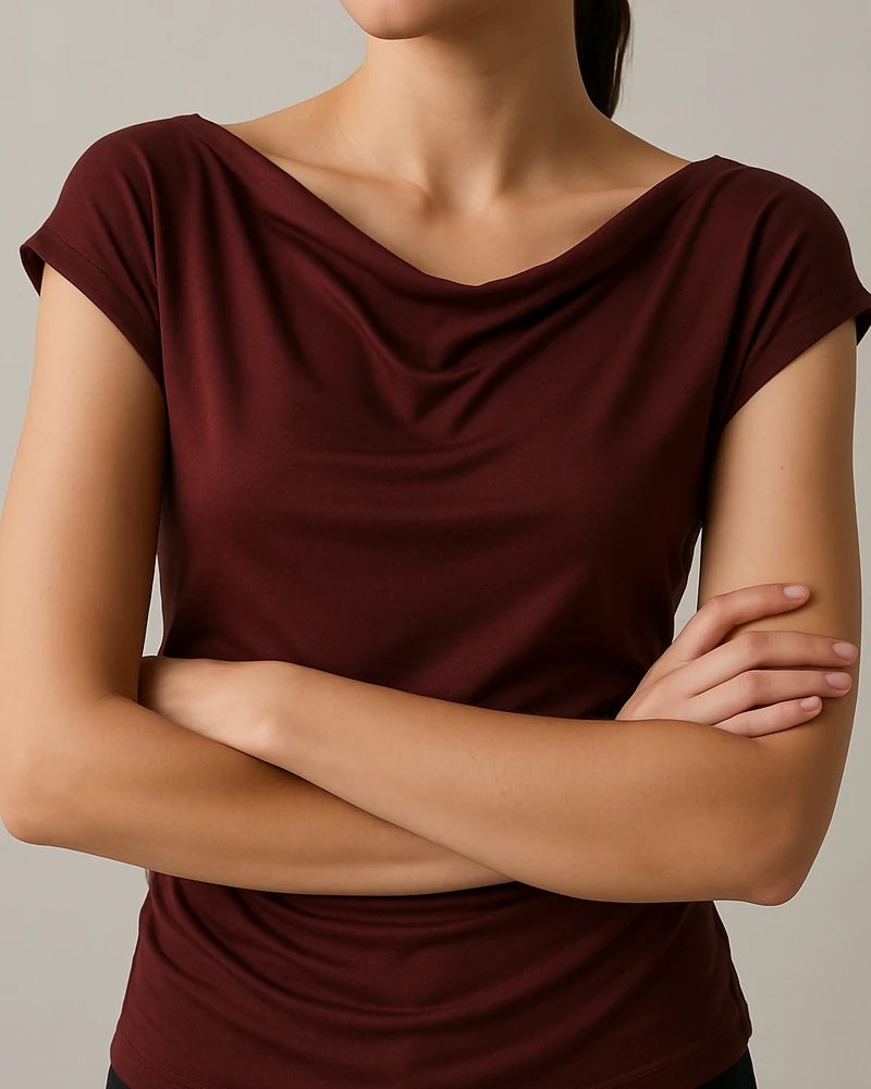 Blusa Drapeada Escote Barco con Fruncidos Laterales para Mujer - Image 11