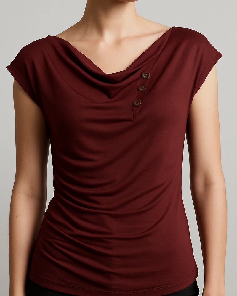 Blusa Drapeada Escote Barco con Fruncidos Laterales para Mujer - Image 13