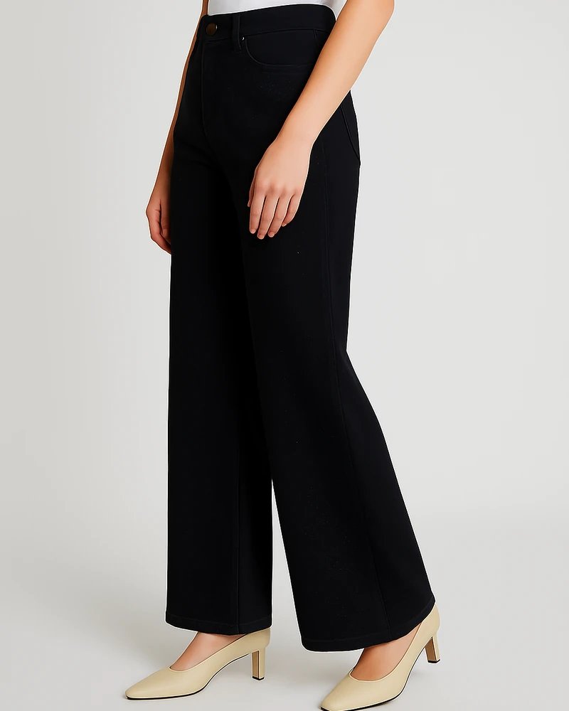 Jeans Wide Leg de Tiro Alto en Negro con Detalles Brillantes para Mujer - Image 4