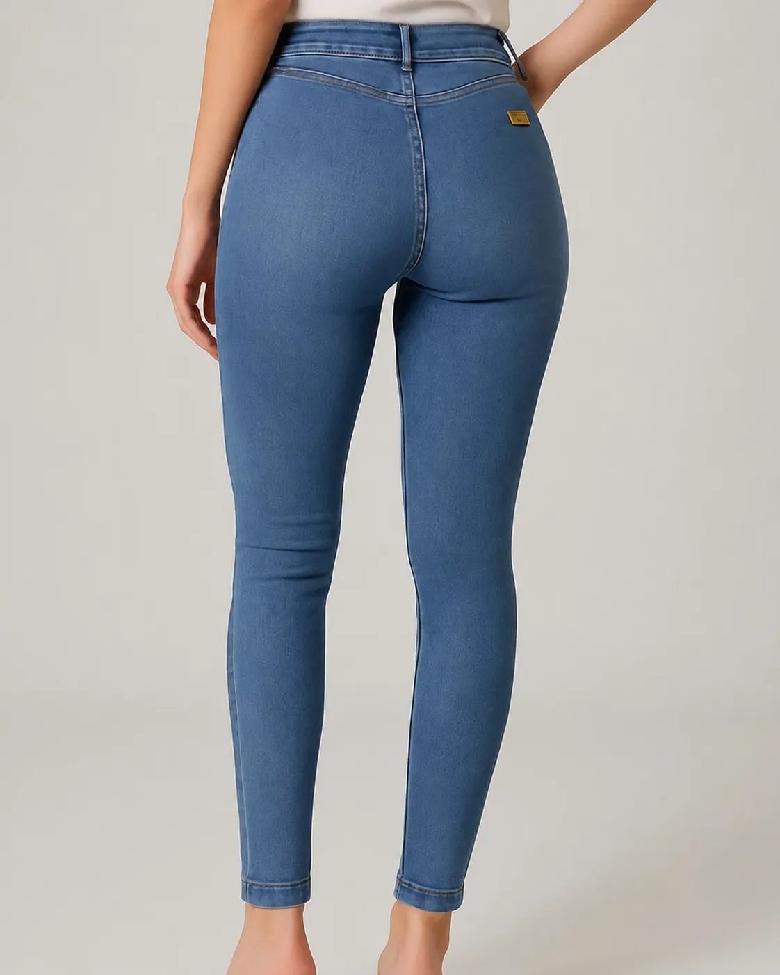 Jeans Colombianos Skinny Tiro Alto Azul Oscuro para Mujer - Image 15