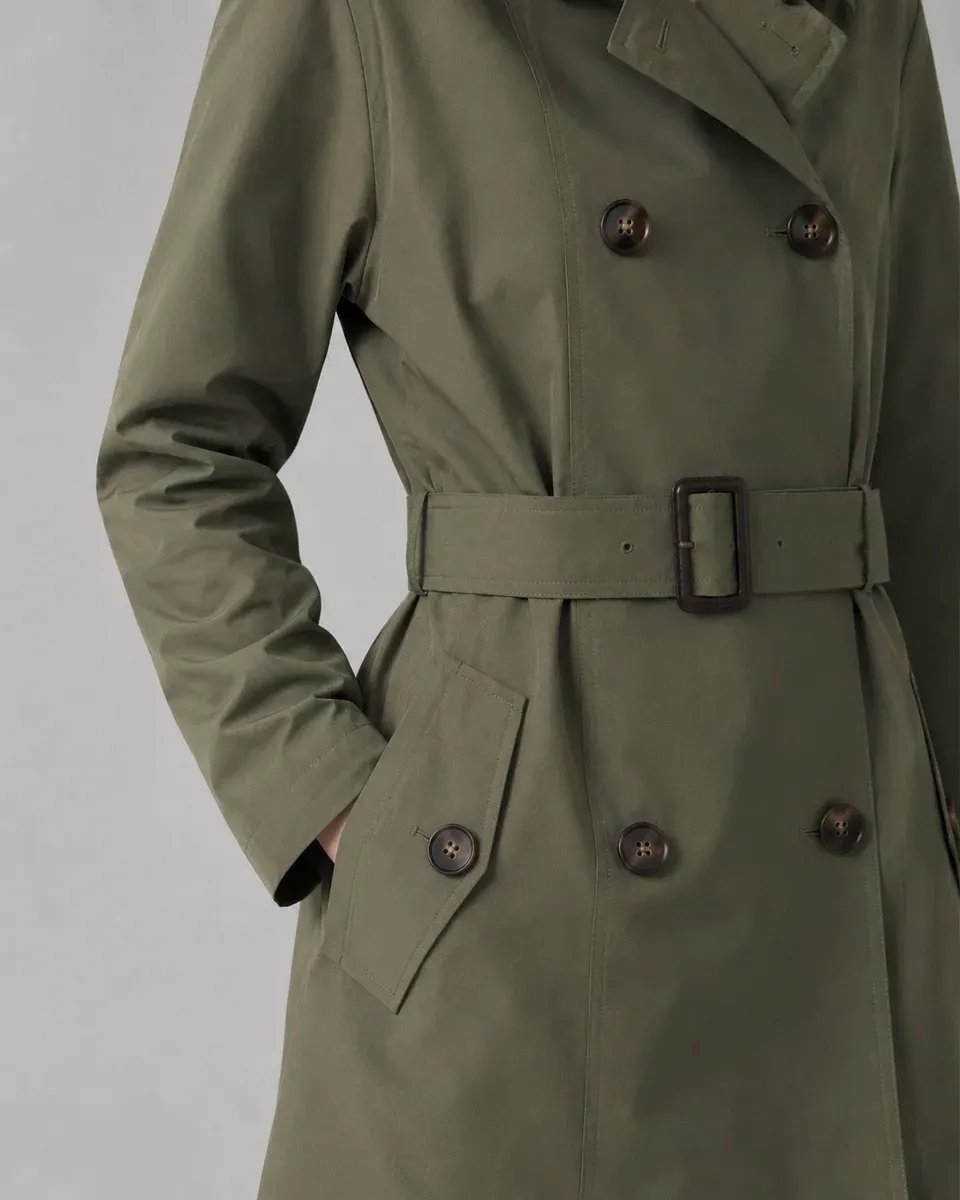 Gabardina Roja con Capucha Doble Botonadura Clásica para Mujer - Image 14