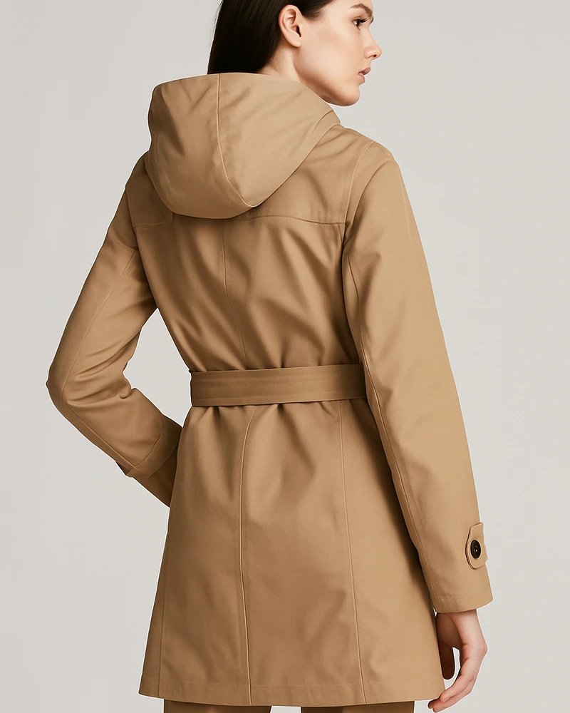 Gabardina Azul Marino Doble Botonadura con Cinturón para Mujer - Image 19