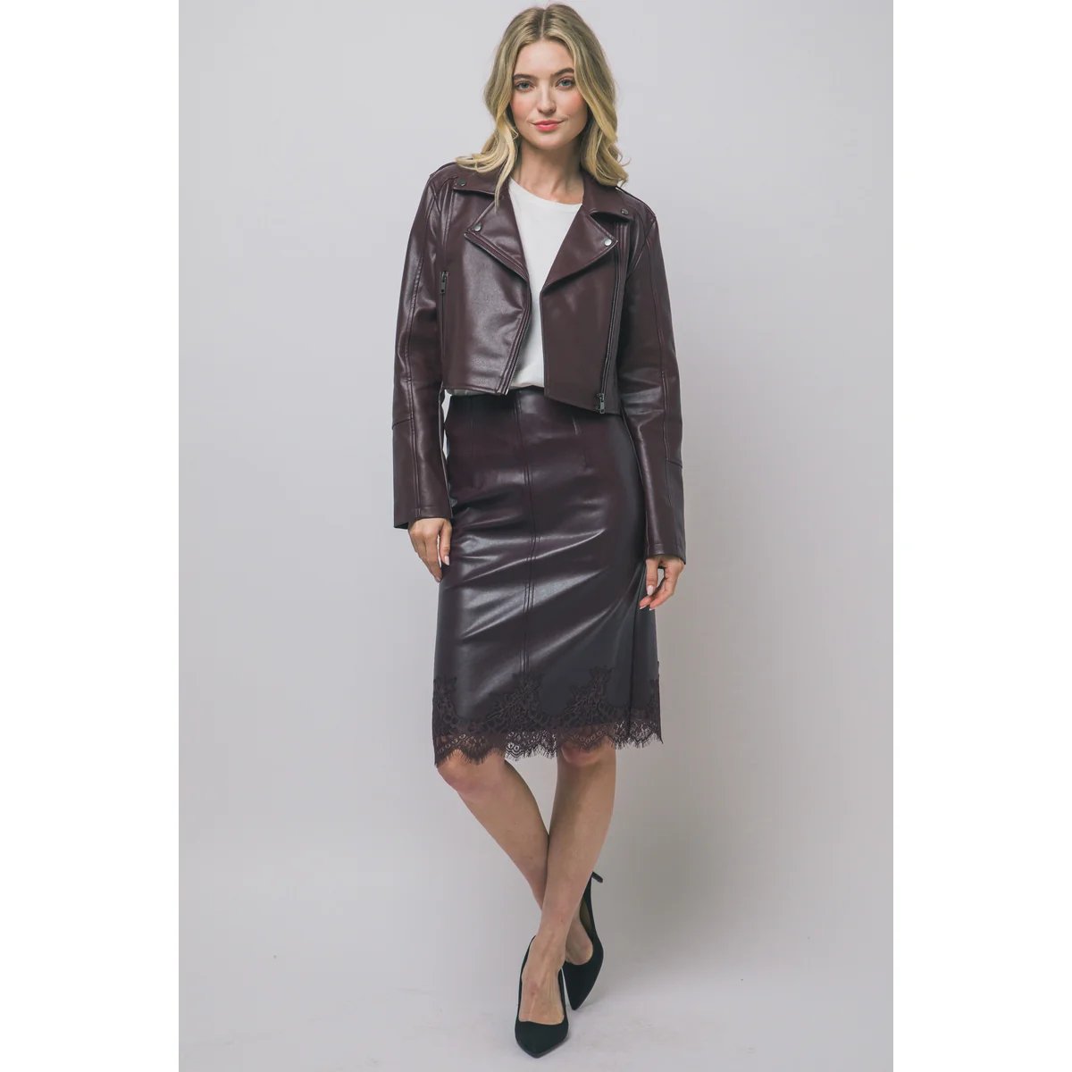 Chamarra de Cuero Estilo Biker con Solapa para Mujer - Image 18
