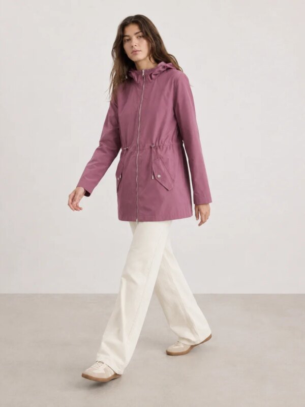 Parka Con Capucha Larga Rosa Para Mujer Estilo Casual