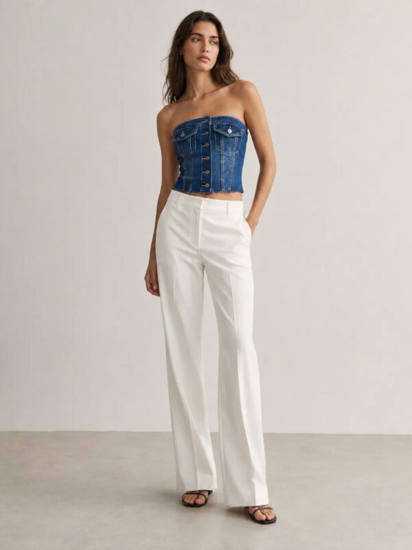 Top Bustier de Mezclilla Azul Sin Tirantes para Mujer