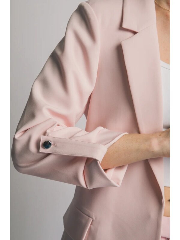 Blazer Rosa Pastel Oversize Elegante para Mujer Estilo Minimalista