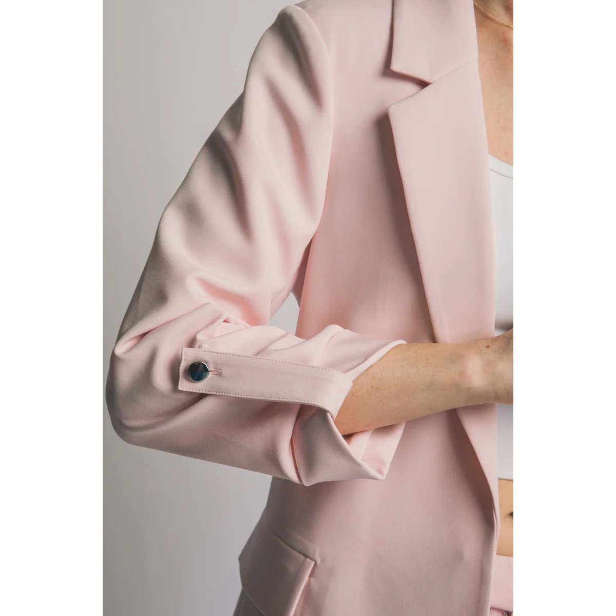 Blazer Rosa Pastel Oversize Elegante para Mujer Estilo Minimalista