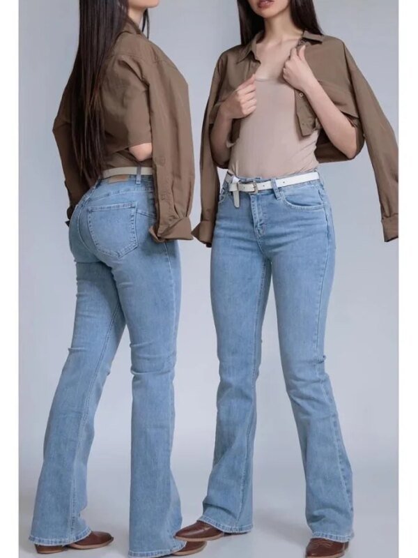 Pantalon Acampanado Bootcut de Mezclilla Azul para Mujer