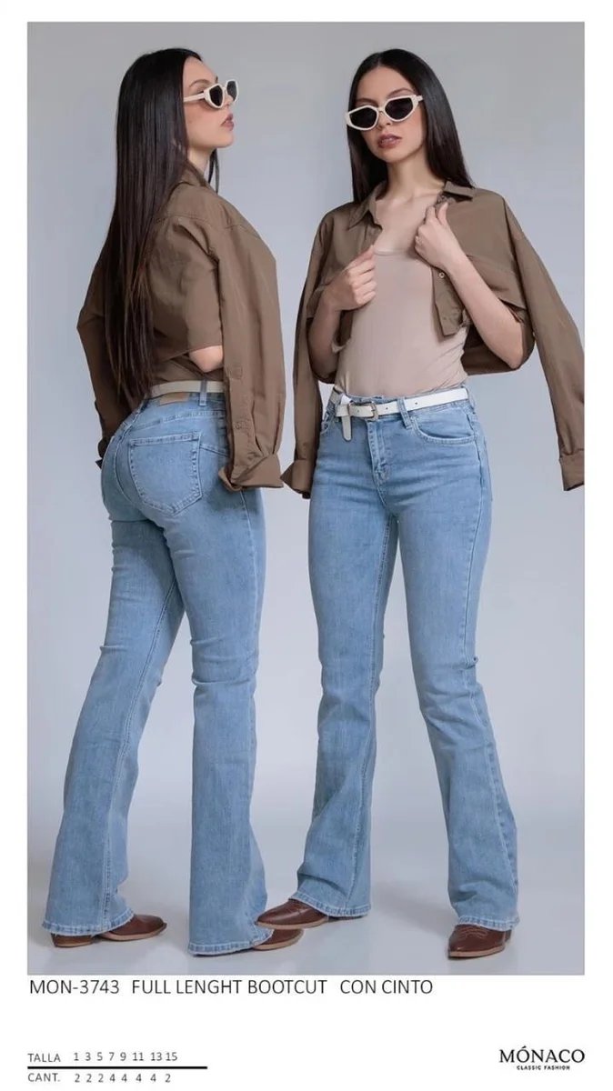Pantalon Acampanado Bootcut de Mezclilla Azul para Mujer